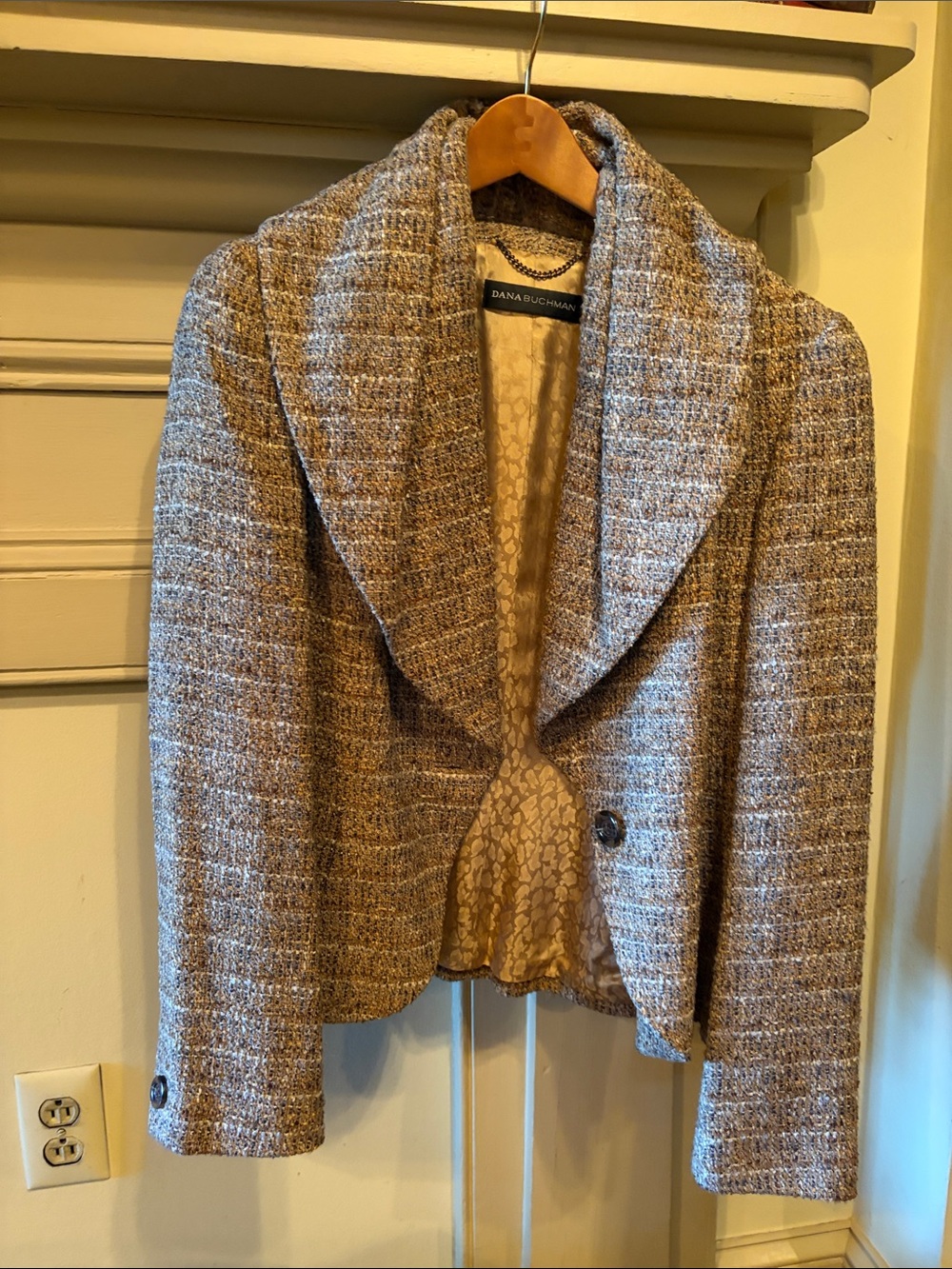 Tweed jacket with shawl collar